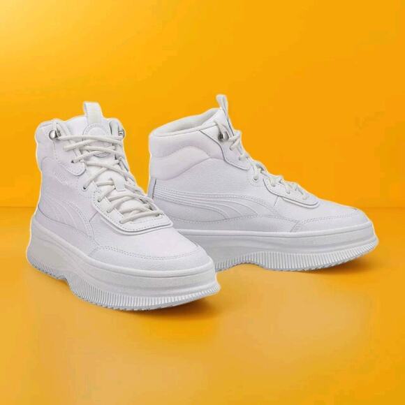 PUMA Women's Mayra Sneaker Boot High 10.5 Puma White-puma White-puma Silver New - Picture 4 of 9